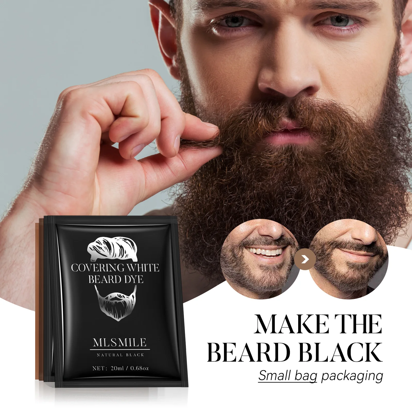 Men's Beard Bubble Hair Dye, 10 Packs Easy-to-Use Foam Dye, Long-Lasting Color, Gentle Formula for Facial Hair, DIY Coloring Kit