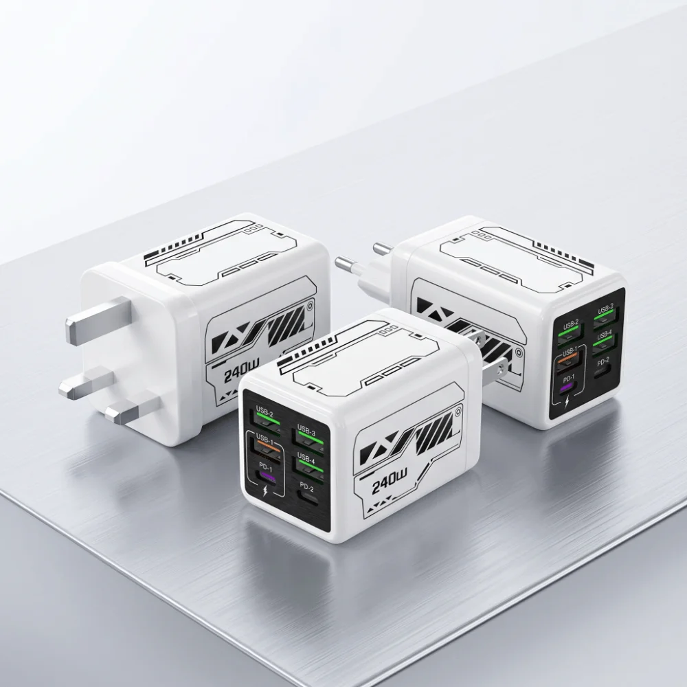 carregador-usb-c-pd-qc30-240w-com-multiplas-portas-carregador-de-parede-com-6-portas-adaptador-de-energia-super-rapido-para-uso-em-escritorio