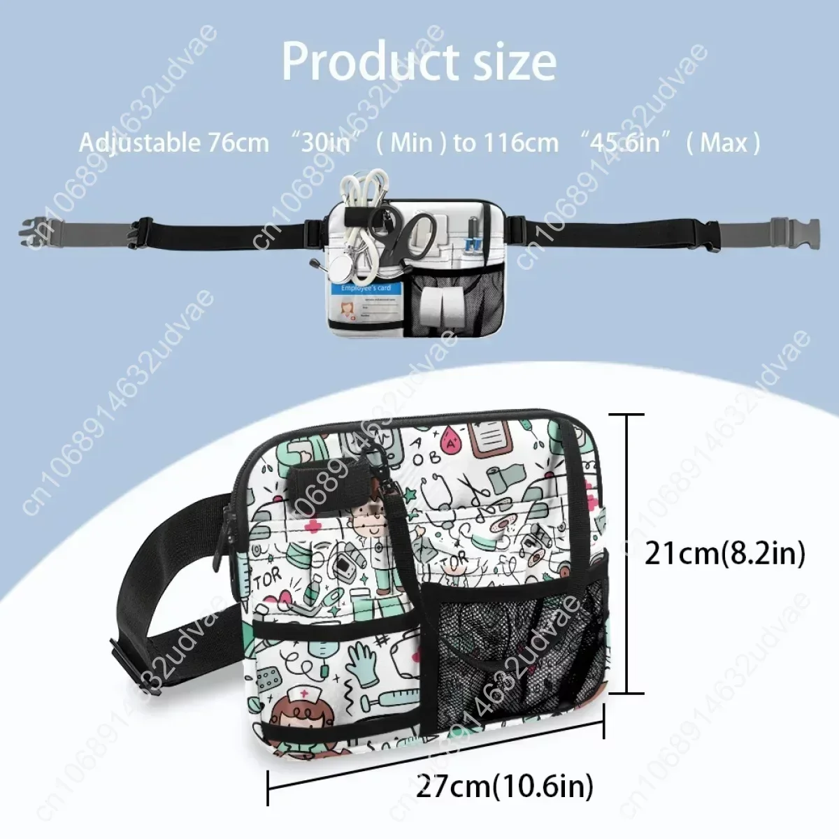 Nursing Multi Compartment Utility Hip Bag Case Medical Doctor Healthcare Print Fashion Fanny Pack Organizer Pouch Waist Pouch