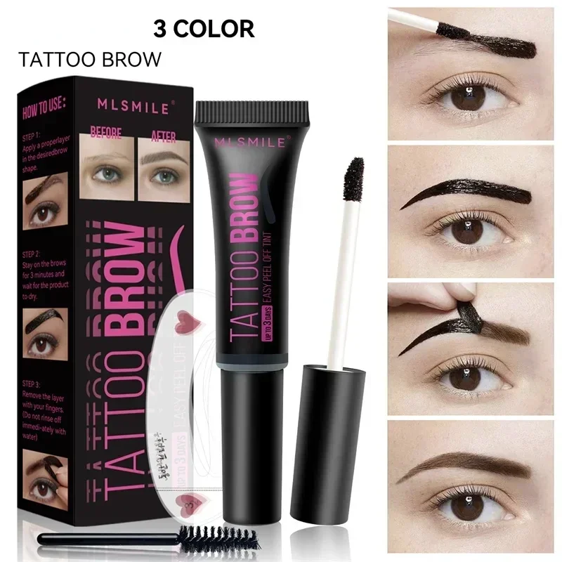 Waterproof Peel Off Eyebrow Gel Semi-Permanent Eye Brow Enhancer Tattoo Tint Long-lasting Black Brown Dye Eyebrow Cream Cosmetic