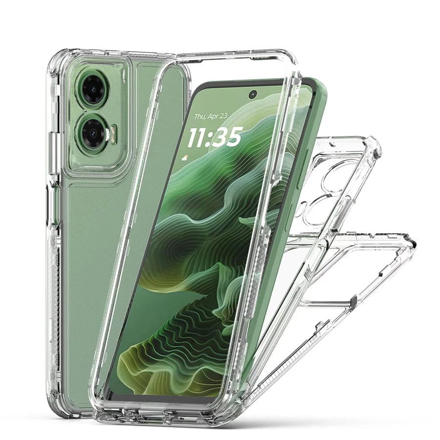 Transparent Cell Phone Case 3 in 1 For Moto G85 G84 G82 G54 G53 G52 G35 G34 G24 G23 Drop-Proof Shock-Proof Effective Protection