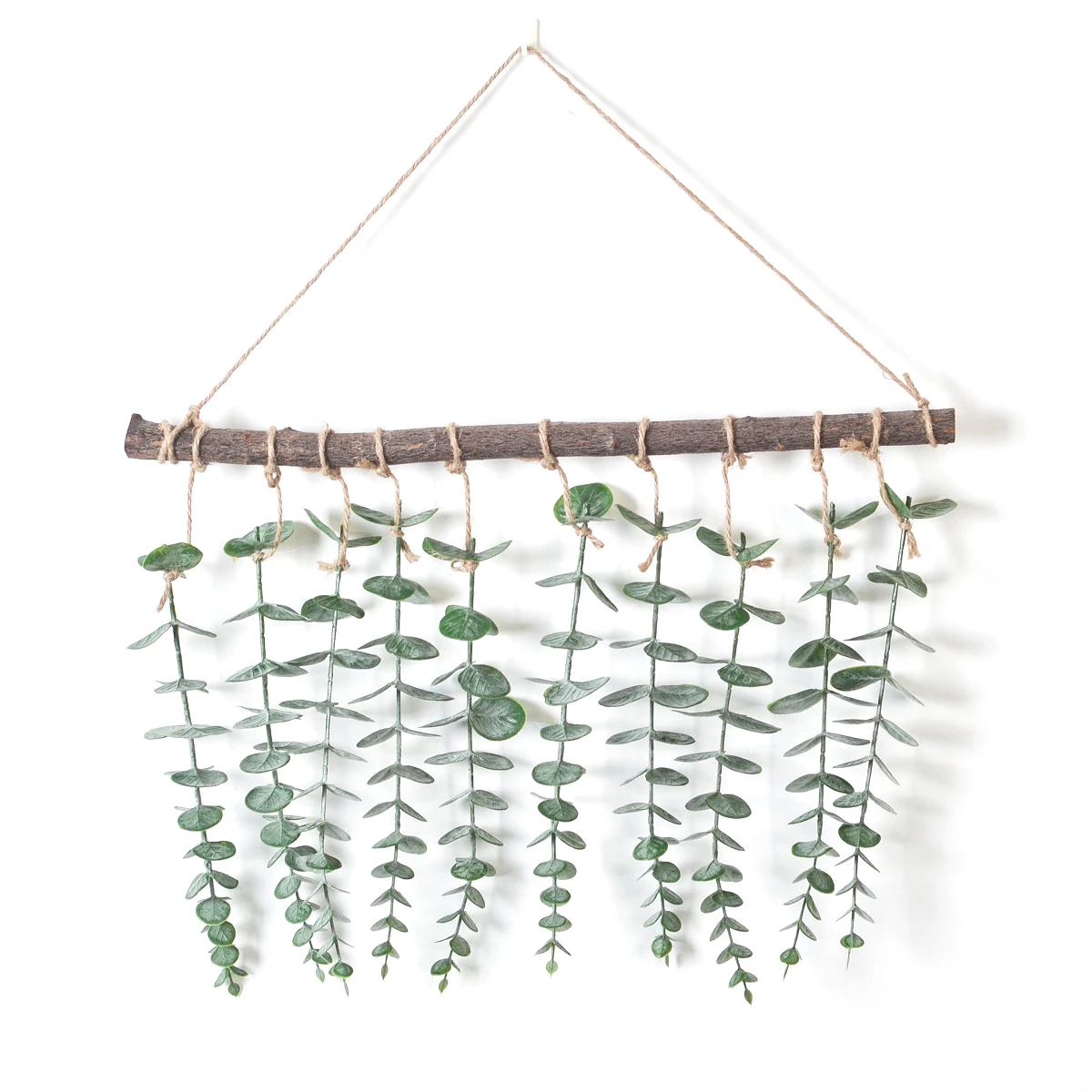 

Artificial Eucalyptus Wall Hanging Decor Fake Eucalyptus Vines Plant Decor with Stick and Ropre Rustic Farmhouse Greenery Leaves