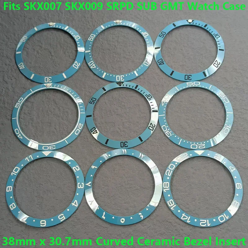 

38mmx30.6mm SKX007 Watch Curved Bezel Insert Ceramic Mod Replacement Fits 40mm Automatic GMT SUB SKX007 Repair Bezel Insert Ring