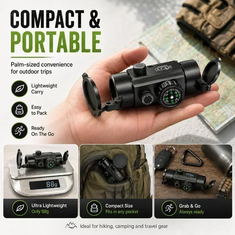 1X40RD Optische Beobachtungseinheit aus Kunststoff mit externer Montage, Kompass, Outdoor-Hobby-Zubehör, Klappbare Linsenabdeckung für 20mm-Schiene – Detail 5