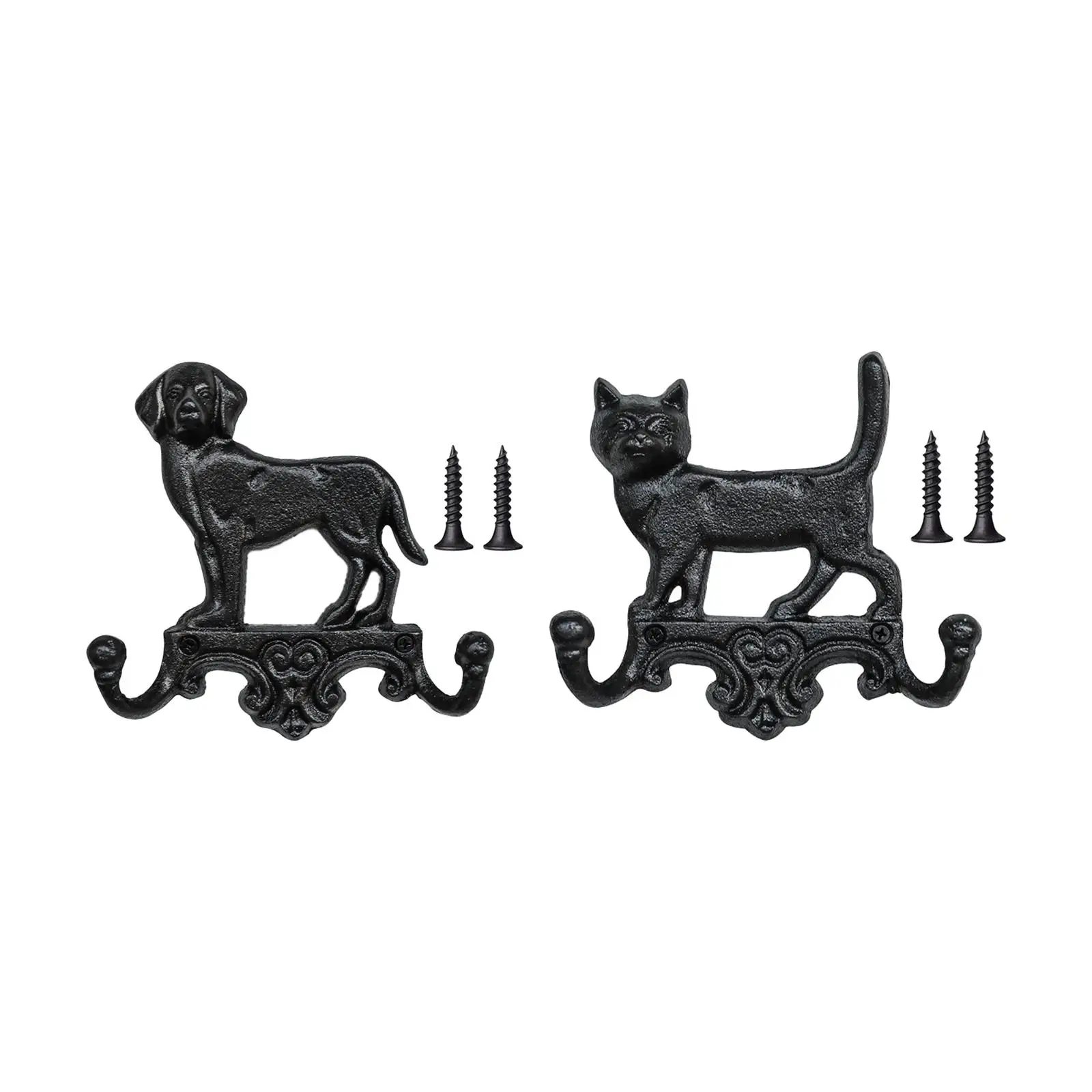 

Cast Iron Wall Hook Heavy Duty Vintage Key Coat Hook Animal Shape Holder Courtyard Wall Hanger Double Hook Multi Purpose Hook