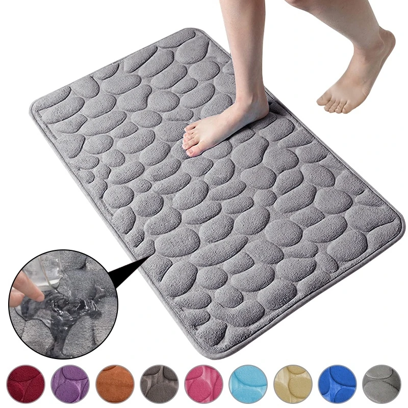 

Bathroom Foot mat Memory Foam Pad Cobblestone Embossed Bathroom Bath Mat Non-slip Carpets Rapid Water Absorption Shower Room Mat