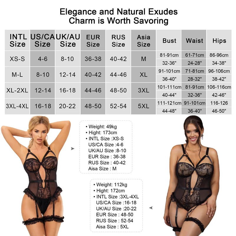 New Plump Curve Teddy Garter Lingerie Oversized Transparent Jumpsuit Women Underwire Rompers Sexy Slim Lace Suspender Bodysuits