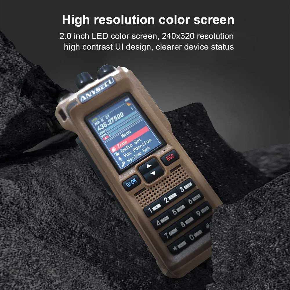 ANYSECU GT-12 FM AM UHF VHF Multi Band Handheld Radios 5W DTMF Walkie Talkie with Bluetooth Programming Function