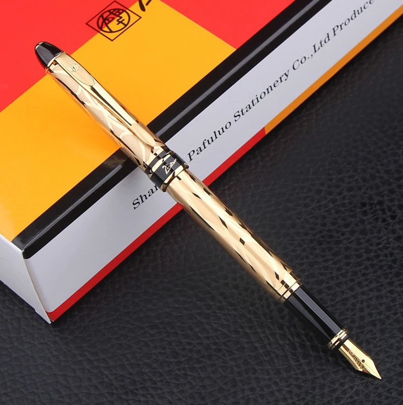 Picasso 901 Noble Fountain Pen Amorous Feeling of Paris 18KGP Fine Nib Golden & Golden Clip For Beautiful Writing Gift Pen PF008