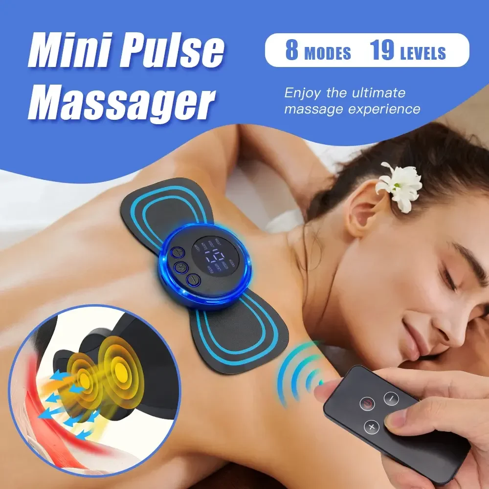 Neck Massager Mini Electric Neck Massage EMS Cervical Back Vertebra Massage Patch 8 Modes 19 Gears Relieve Relax Muscle Fatigue