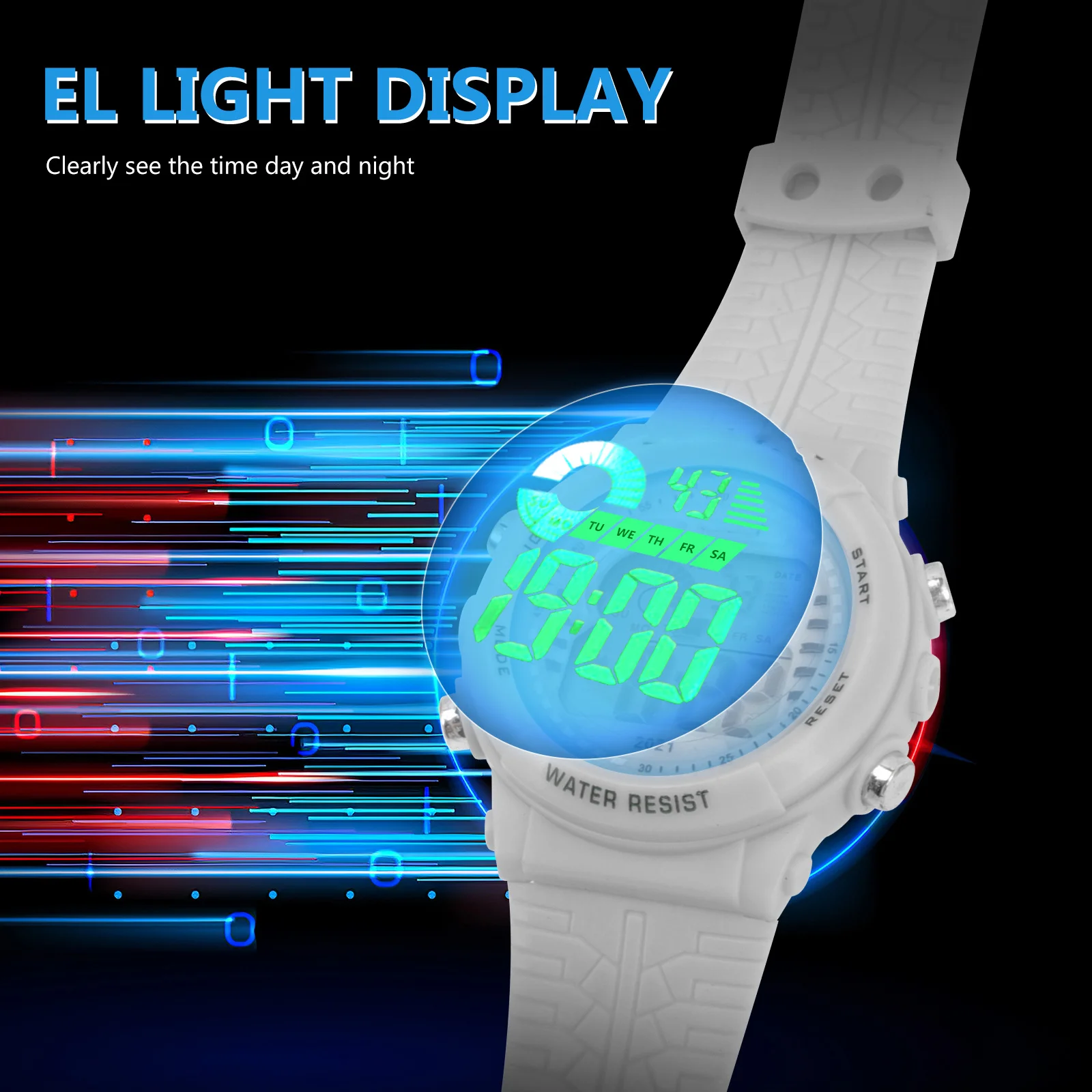1pcs Kids Sports Large Screen Led Digital Watch Waterproof Multi-Function Children'S Timepiece Decorative Outdoor Watch
