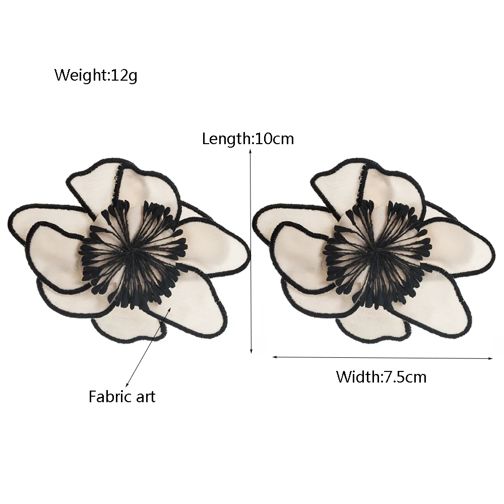 New Handmade Fabric Artificial Flower Earrings Fashion Laminated Temperament Vacation Exaggerated Large Flower Earrings