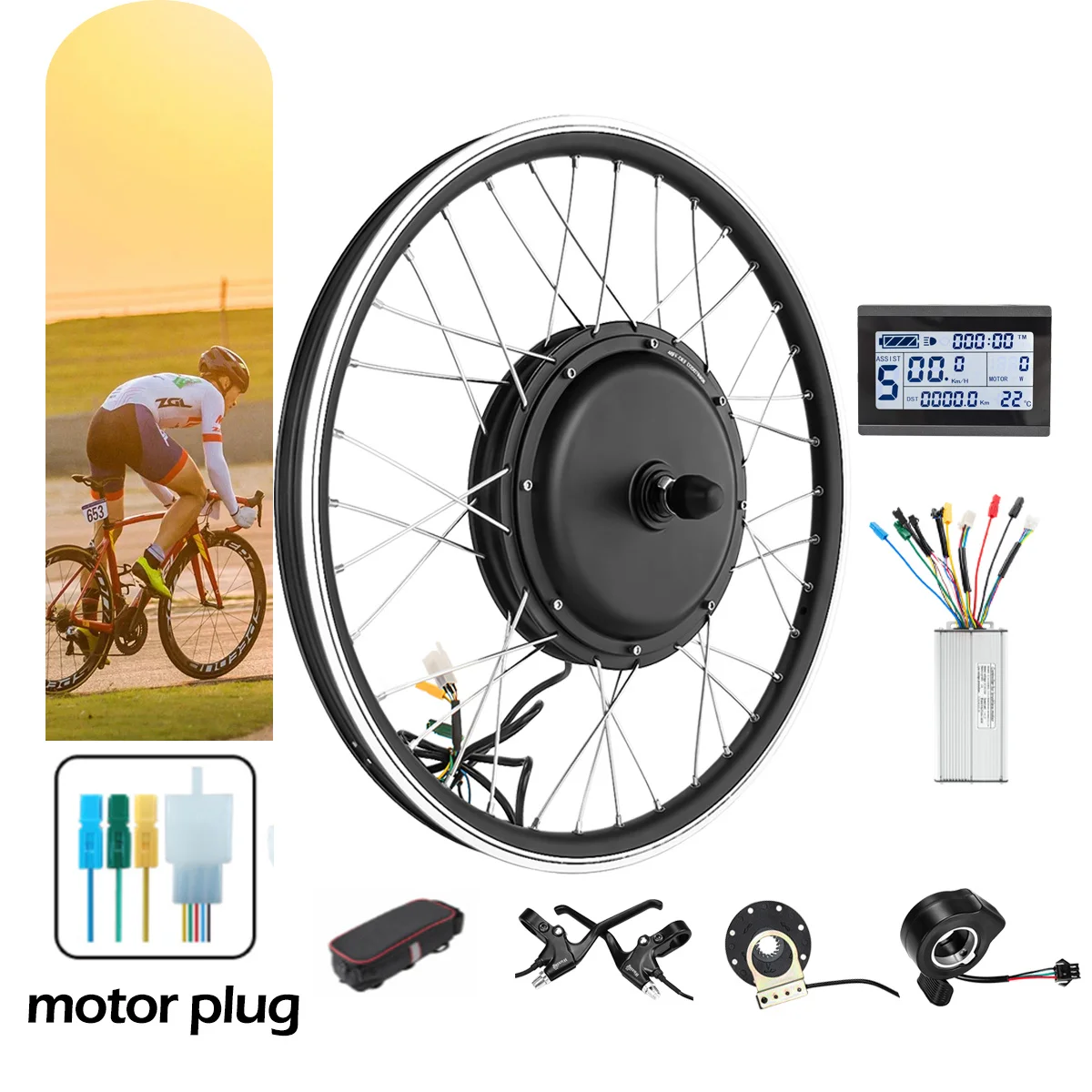 Hub Motor Gearless 500W 1000W 1500W Rear Cassette Motor for Electric Bicycle LCD3 Display Ebike Conversion Kit 20in-700C