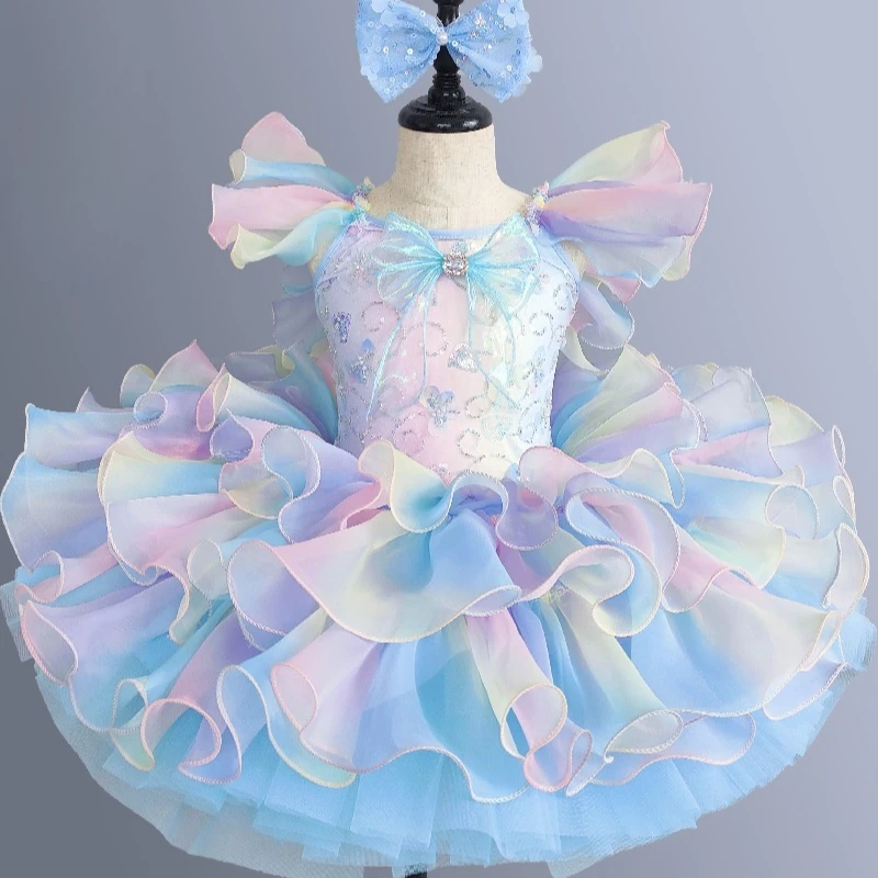 Classic Professional Ballet Tutu Dancewear Kids Girls Swan Lake Ballet Pancake Tutu Ballerina Party Dance Costumes Outfits