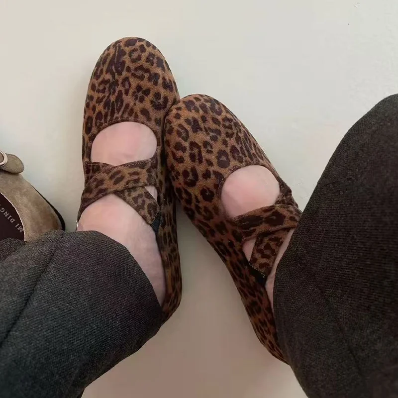 

Leopard Women's Ballet Flats Shoes Fashion Casual Loafers Shoes Autumn 2025 Designer New Shallow Soft Shoes Cozy Mujer Zapatos