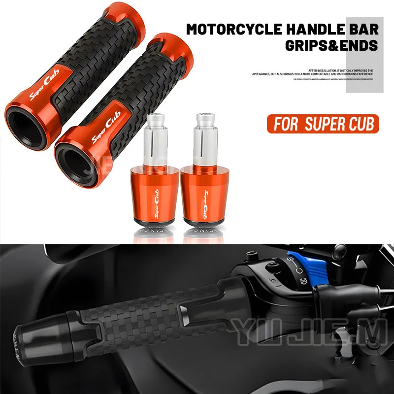 `For Honda Super CUB C70 90 110 C125 Accessories Motorcycle Handlebar Grips CNC aluminum Rubber Hand Thruster Grips