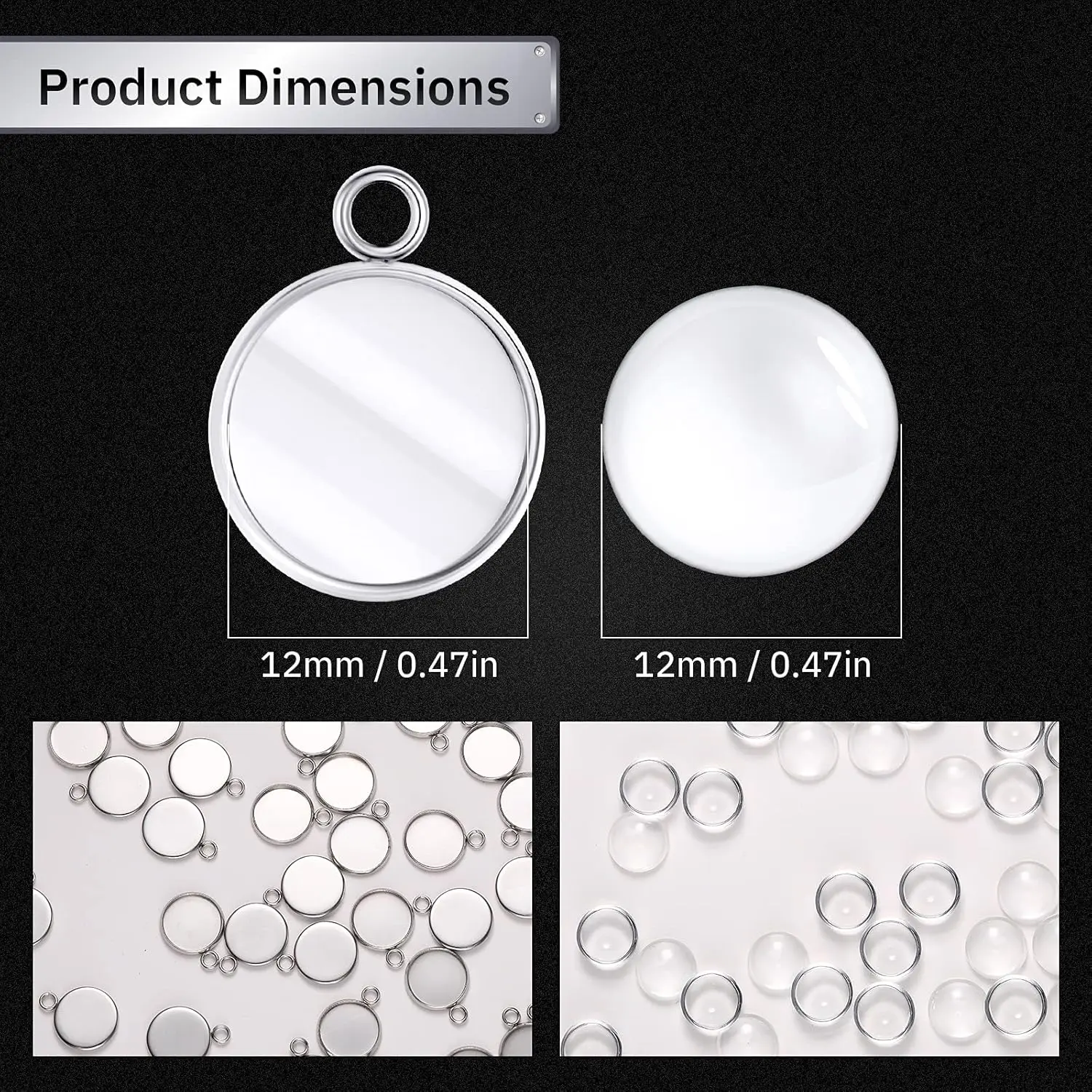 20 Pieces Stainless Steel Round Bezel Blanks Pendant Trays for Earrings Bracelet Necklace Keychain DIY Craft Resin Glass Cabocho