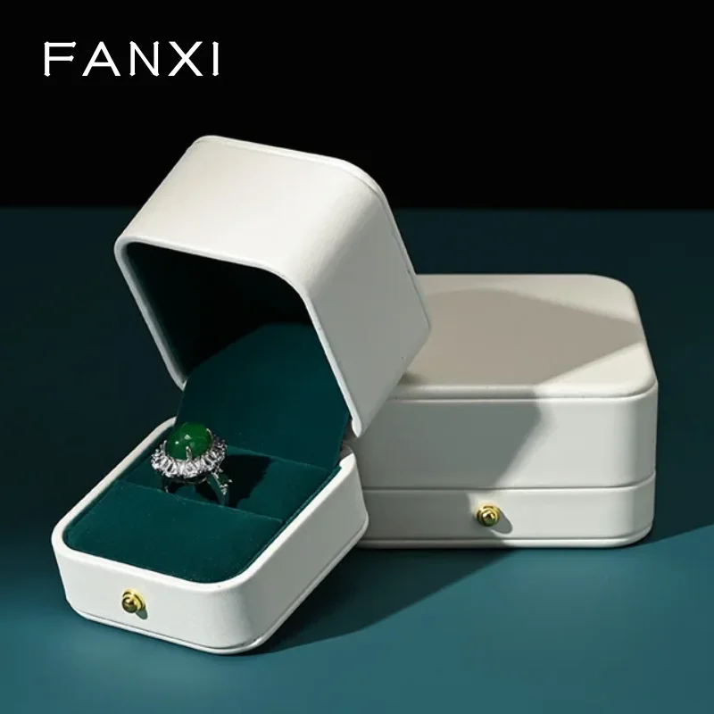 

FANXI White Leather Jewelry Box Set Velvet Interior Jeweler Luxury Storage for Necklaces, Rings, Earrings & Bracelets Organizer