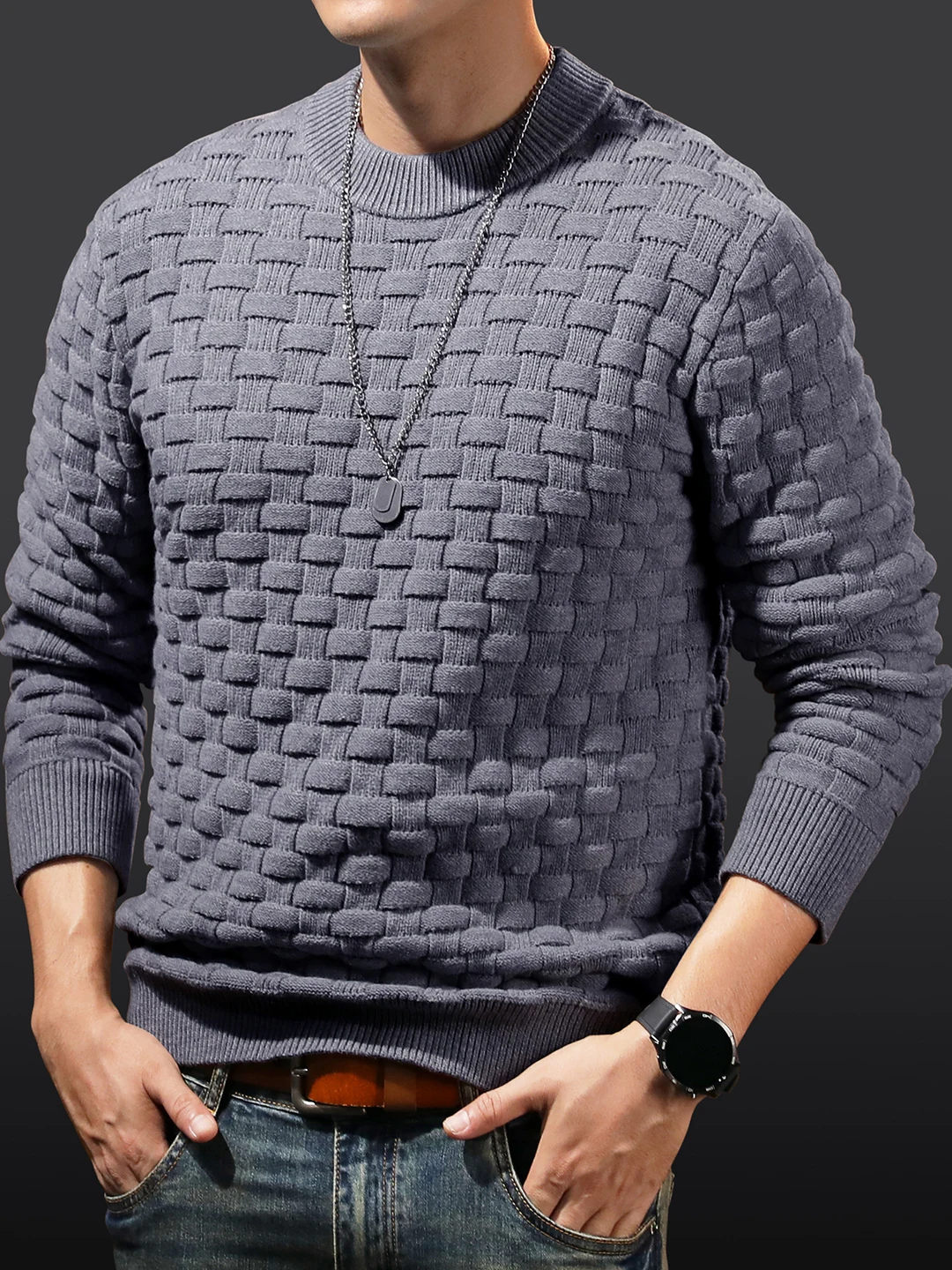 

American Retro Thiened Knitted Sweater Men's Autumn Winter New Loose Casual Base Layer irt Lazy Sle Thiened Sweater