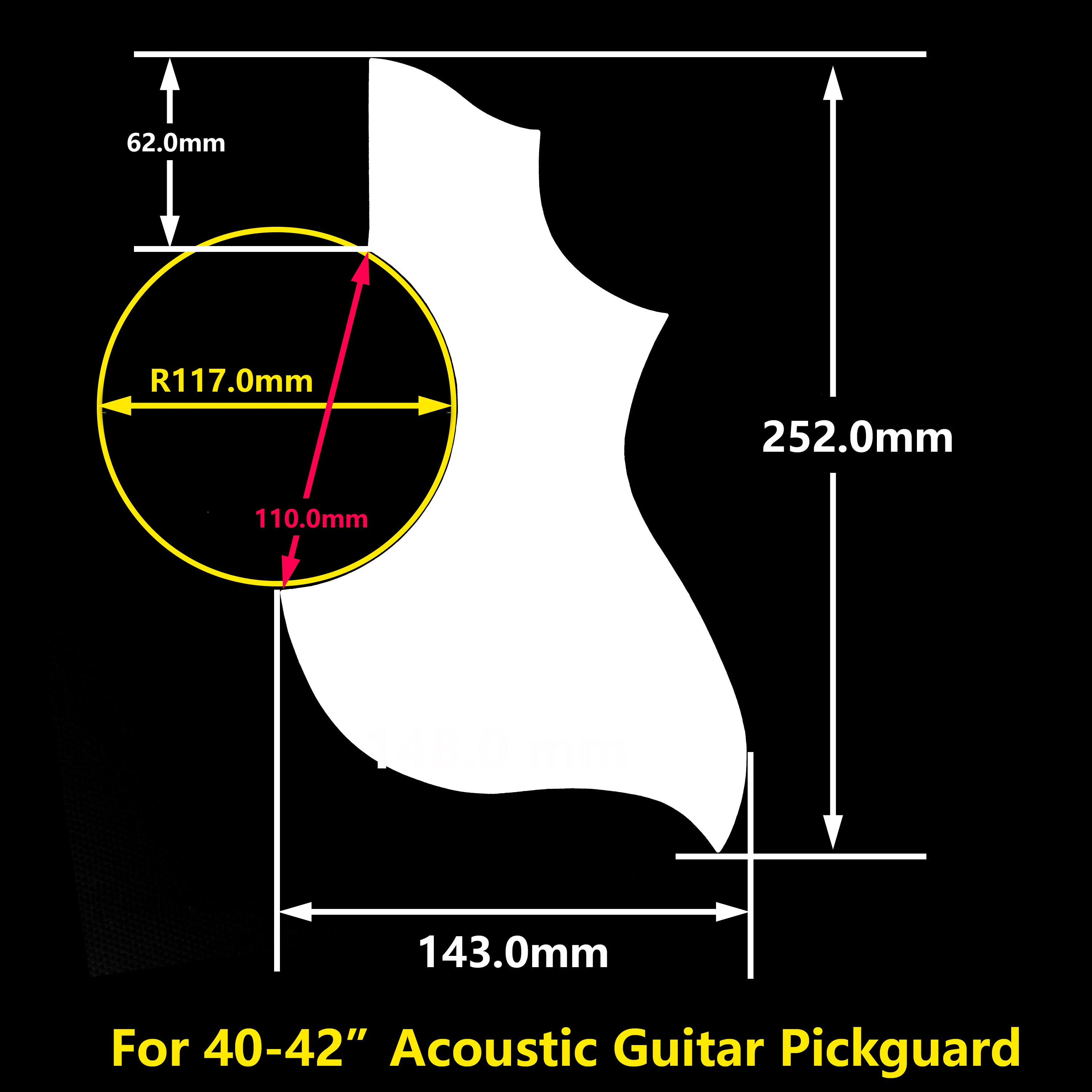 Abalone Shell Guitar Pickguard Left Hand 2mm Thick Self Adhesive Scratch Plate for Hummingbird Style 40-42 Inch Guitar