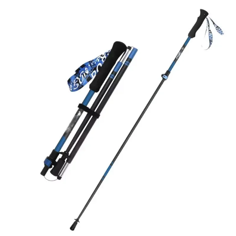 Adjustable carbon fiber folding trekking poles, 110-125 cm in length, suitable for hiking and trail running