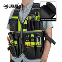 Workwear Allround Work Tool Vest Reflective Safety Vest with Multi-pockets and Zipper Heavy Duty Tool Vest for Electricians