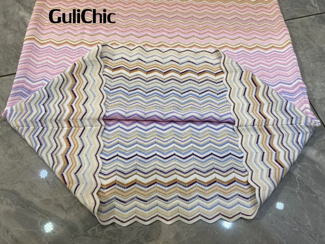 5.13 GuliChic Fashion Multi Color Zigzag Knit Maxi Dress Women High Quality Bodycon Gown 2024 O-Neck Striped Sleeveless Dress