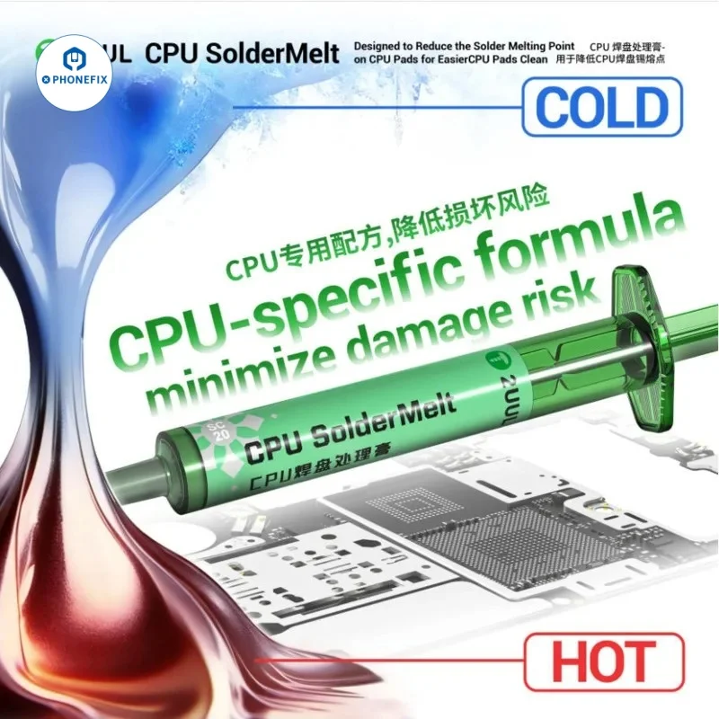 2UUL SC20 CPU SolderMelt Solvent Lowers Solder Melting Point on Motherboards GPU PAD BGA Chips Make Safe CPU Reballing Cleaning
