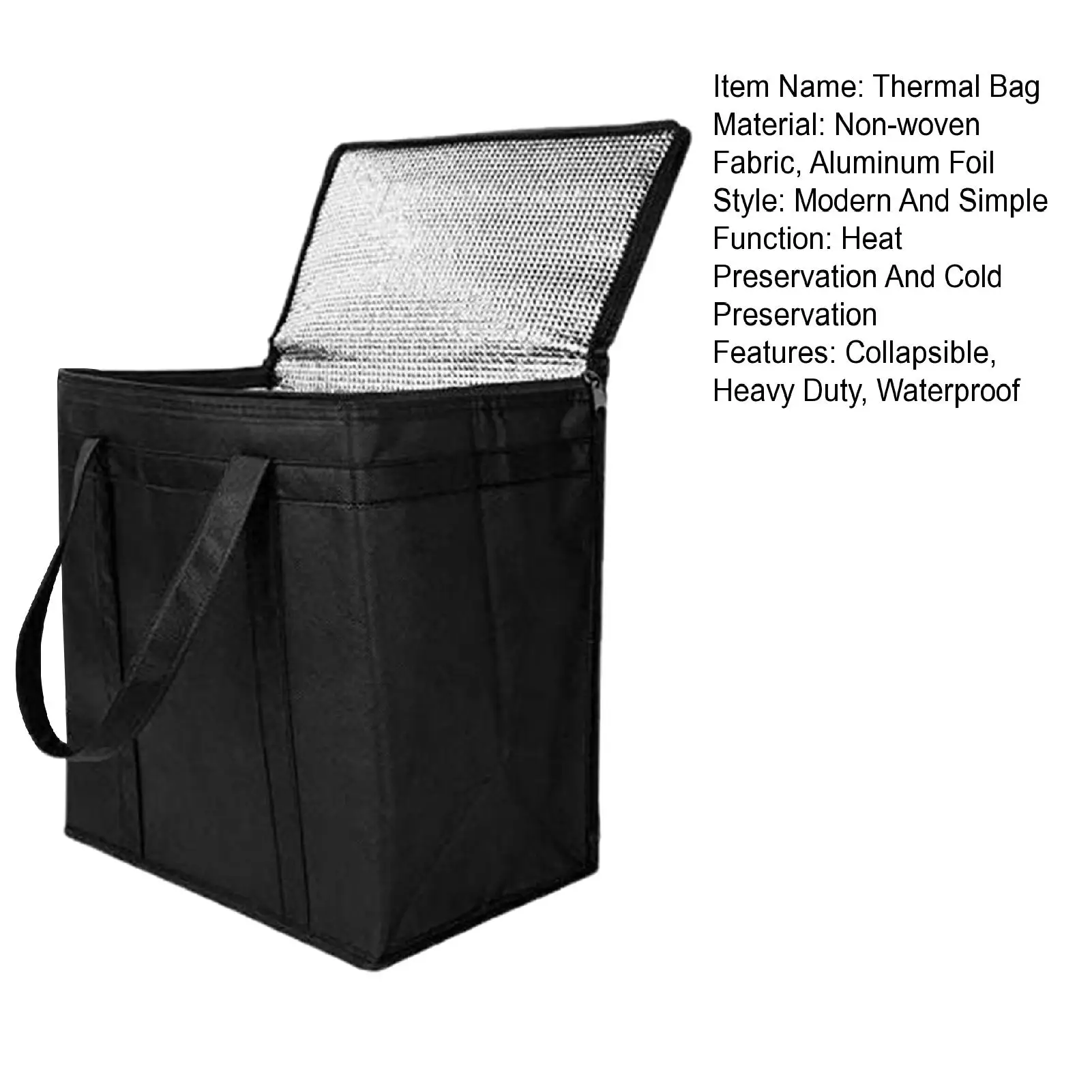 Folding Thermal Bag Portable Spacious Waterproof Insulated Bag Thermal Bag  for Picnic Food Delivery Collapsible Office School