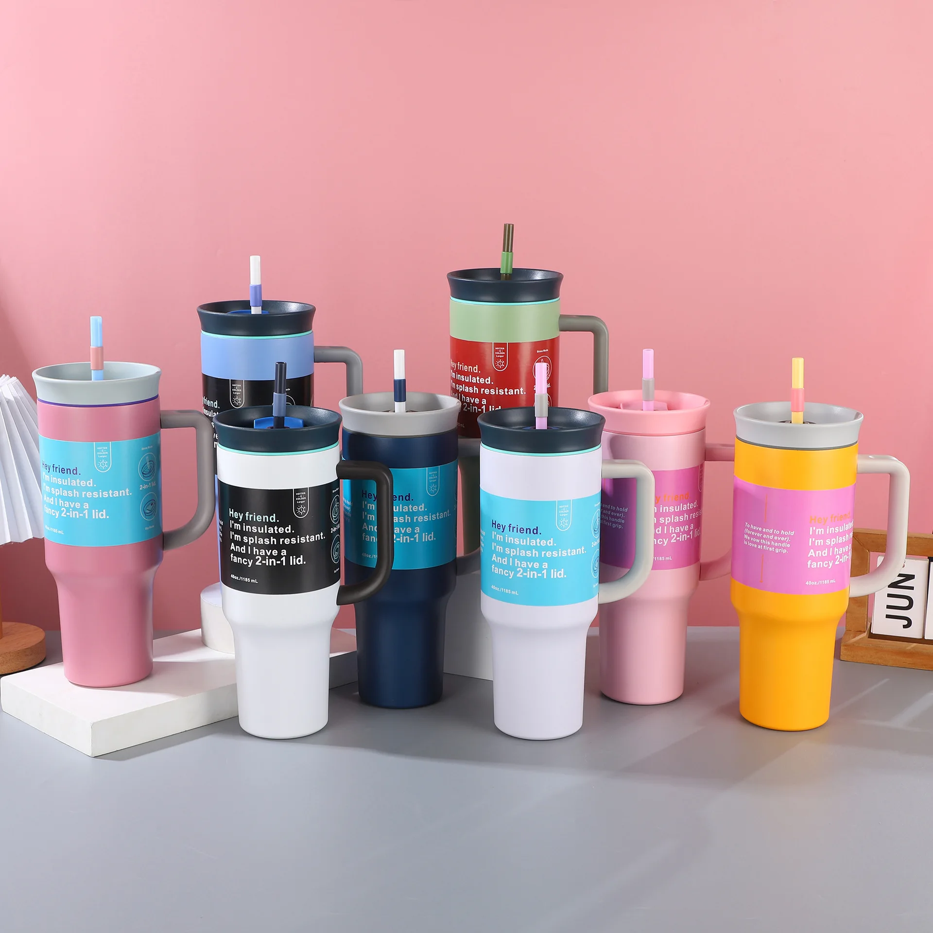 Vente Chaude Grande Capité 40oz304 Tasse D'Iisolation und Acier Inoxidable Ext Pinter Facile à Transporter Poig Pipette Tasse