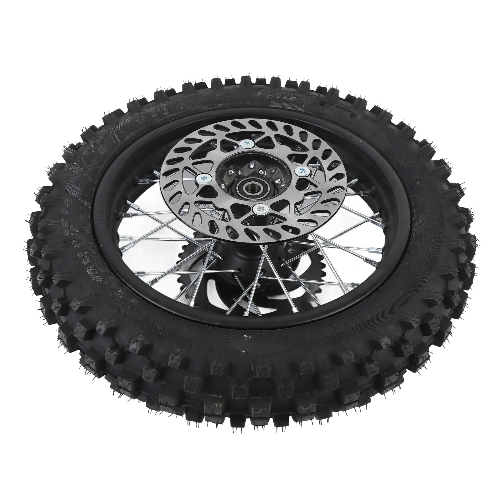 

12 Inch Dirt Bike Rear Wheel Rim 80/100-12 3.00-12 Tire Inner Tube 15mm Axle 190mm Brake Rotor 420 41T Sprocket for 110cc 125cc
