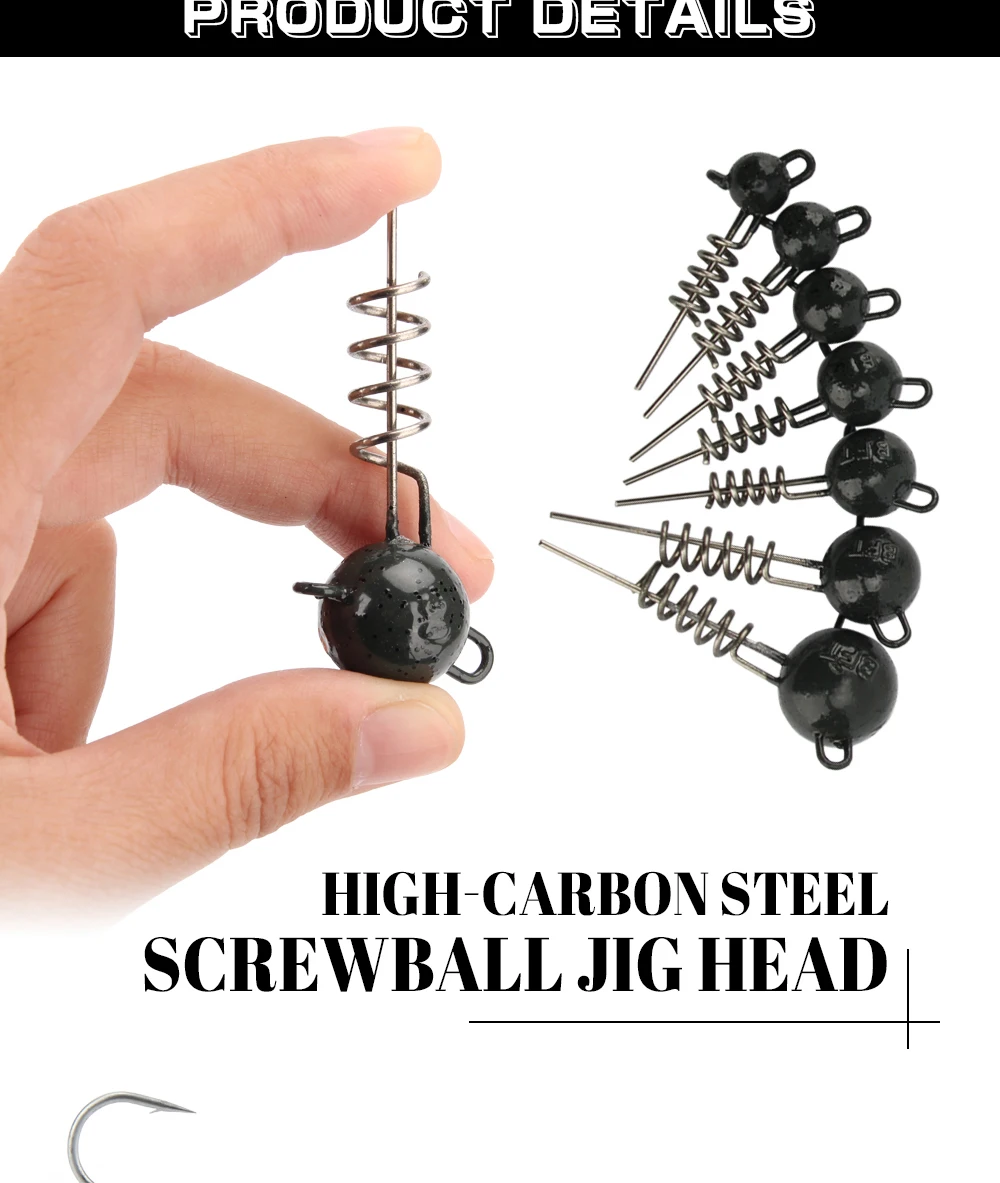 Spinpoler Screwball Jig Head Rig mit Stinger für weiche Angelköder Stahldraht Drillinge perfekt für Hechtbarsch Zander Bass – Detail 7