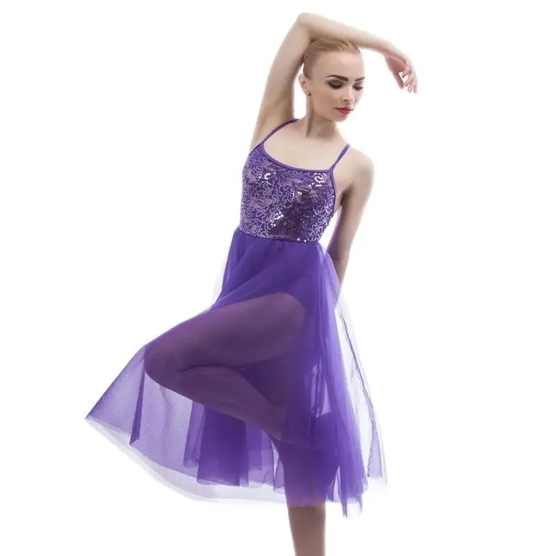 

17081 Purple Sequin Ballet Dance Dress For Adult/Girl Ballet Stage Performance Contemporary/Lyrical Ballet Dance Dress Dance