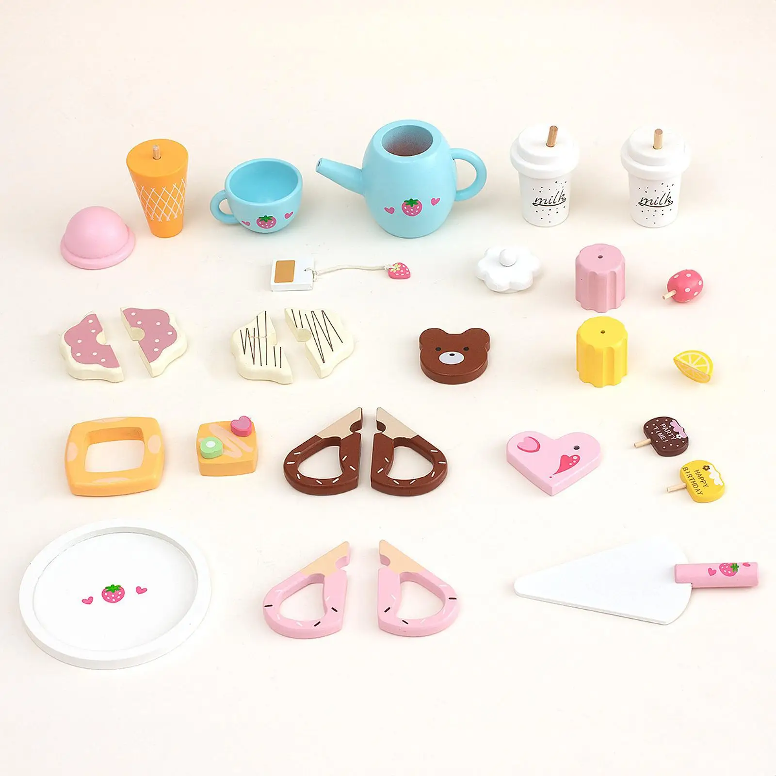 

Kids Tea Party Set Role Playing for Little Girls Food Play Set Dessert Plate