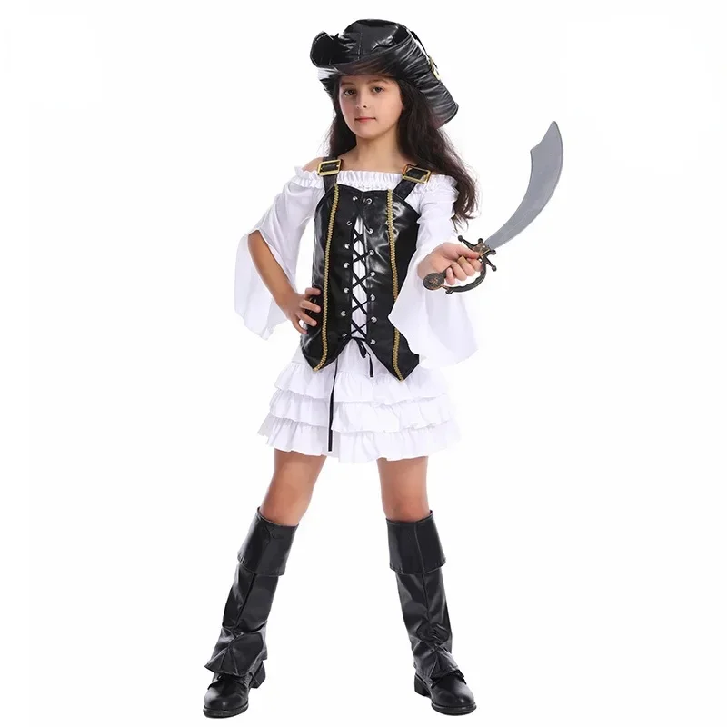 Children Little Girl Pirate Cos ostume Performance Costume Halloween Girls Pirate Party Costume Cos # 1 # W.
