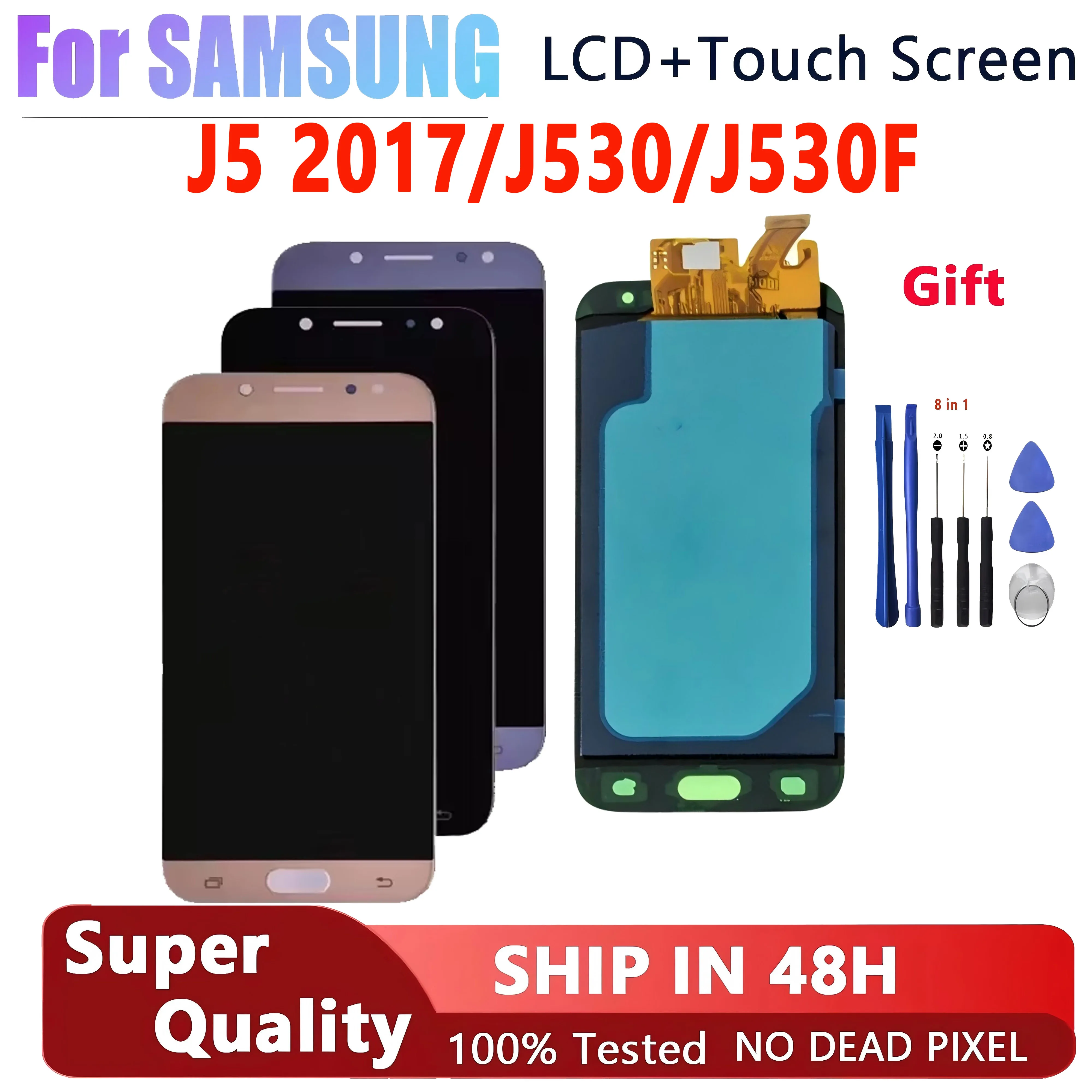 5.2 ''100% testado lcd j530 para samsung j5 2017 j530 display lcd tela de toque digitador assembléia j530f display
