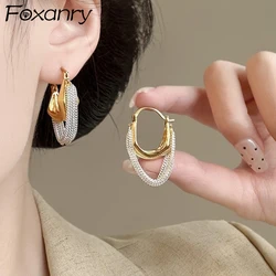 Foxanry Prevent Allergy Bride Earrings for Women Couples New Trendy Elegant Chain Tassel Geometry Handmade Wedding Party Jewelry