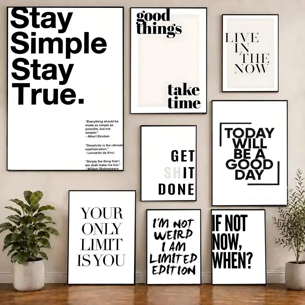 Minimalist Text Inspirational Poster Self Adhesive PP Wall Sticker for Modern Bedroom Home Decor