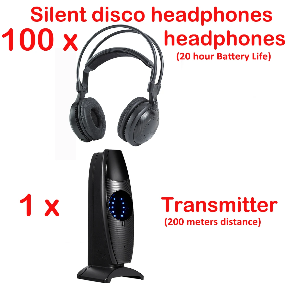 Ultra Low Bass Silent Disco หูฟังไร้สาย 100 ชิ้น Bundle สําหรับ Quiet Pary Event Club Conference Fitness