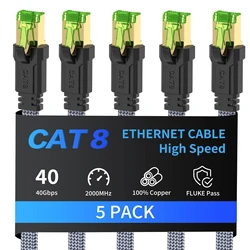 Cable Ethernet Cat8 STTP 40Gbps 2000MHz Cat 8 RJ45, Parche de red Lan para enrutador módem Internet RJ 45, 5 paquetes 1 paquetes 2 paquetes 3 paquetes