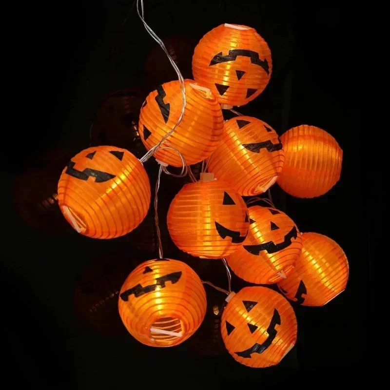 Halloween Orange Kürbis Laterne Lichterketten 1,5 m LED für Home Bar Horror Requisiten Halloween Party Supplies Dekoration