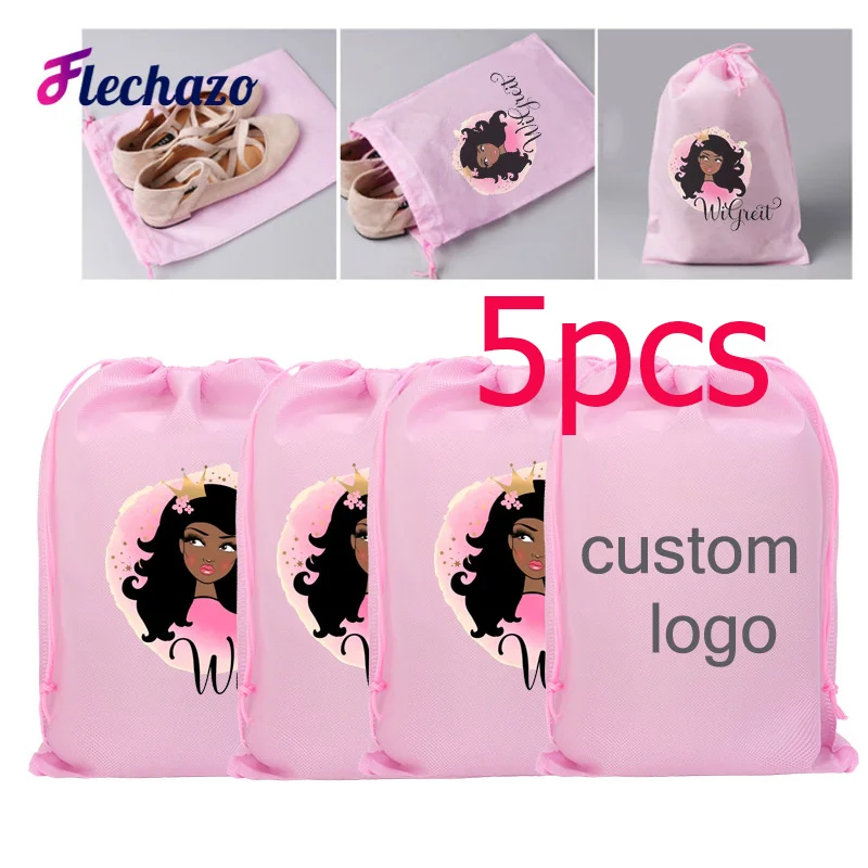 5Pcs Hair Wig Extension Storage Bag With Handle Portable Wig Bags Extensions Organized For Traveling Logo Print Wigs Accessories