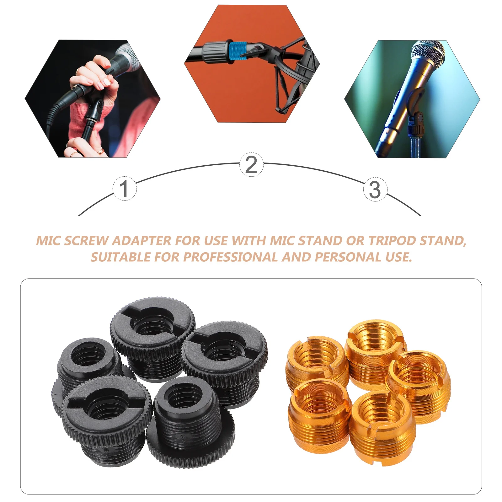 

10 Pcs Boom Mic Adapter Metal Aluminum Arm Thread Adapters for Stand Mount Screw