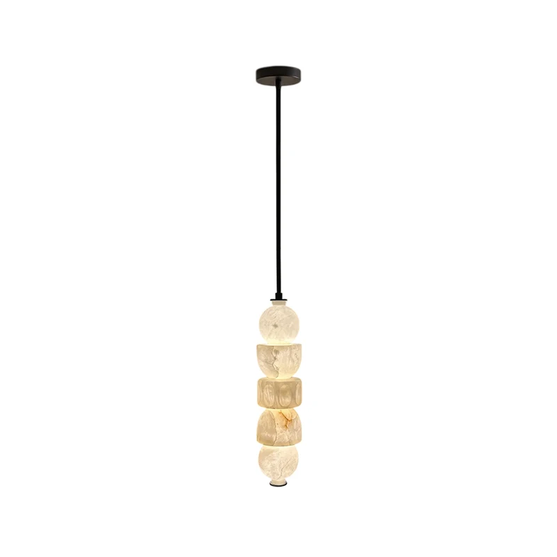Marble Fun Dimmble LED Hanging Lamps Ceiling Chandelier Alabaster Pendant Light Suspension Luminaire Lampen For Dinning Room