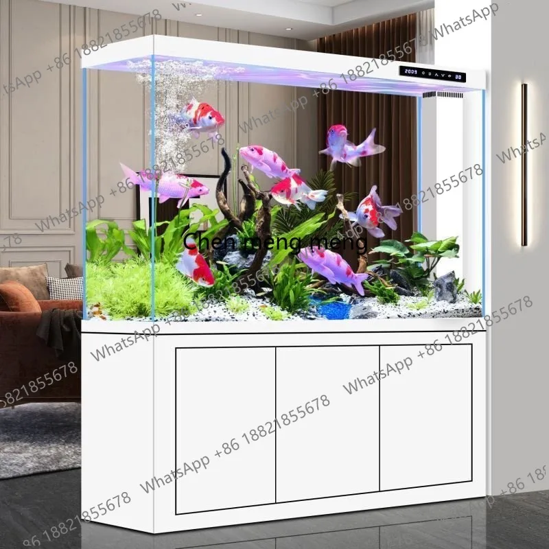 

New ultra-white glass goldfish tank against the wall, living room partition screen, medium and large bottom filter aquarium