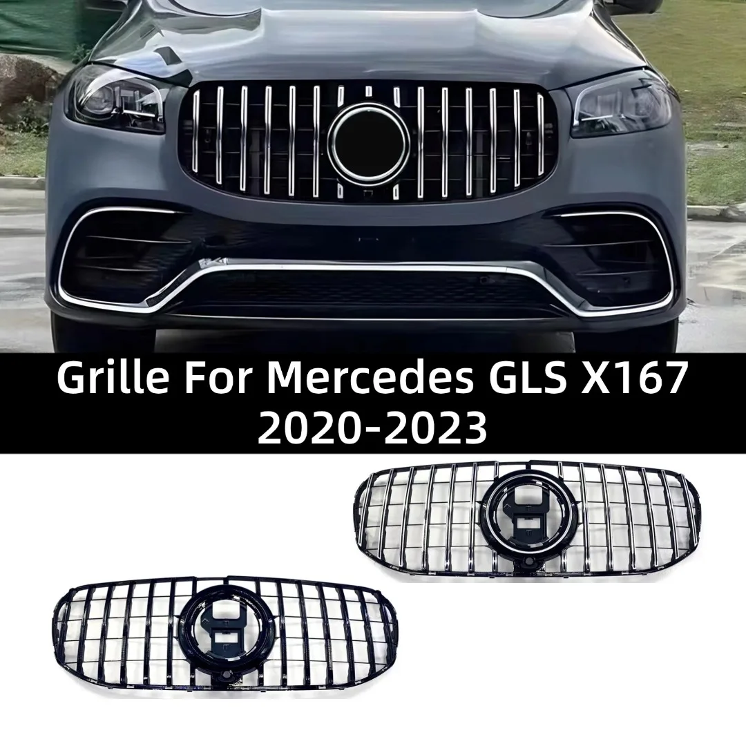 Grille de pare-chocs avant en maille centrale pour Mercedes Benz GLS X167 2020-2023 400 580 GLS400 GLS450, garniture de tuning style GT