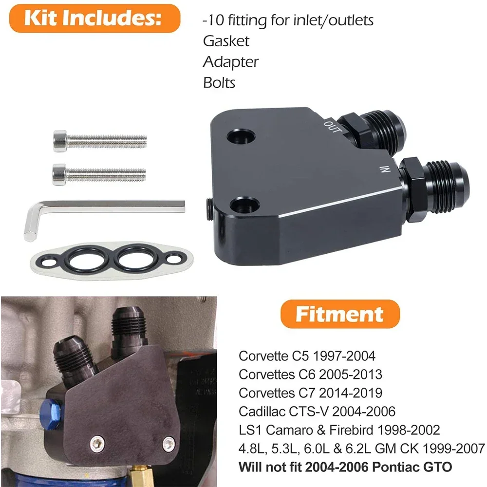 Picture 3: Chuang Qian Engine Oil Cooler Adapter Kit for GM LS LS1 LS2 LS3 LS6 LS7 LS9 2005-2019 Corvette (5-Pack)