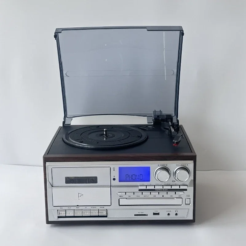 10-in-1 Vintage Gramophone Vinyl CD Player Tape Radio with Bluetooth FM USB AUX PlaybackGoods in stock