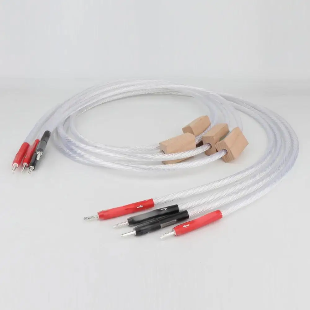 高品質銀メッキ OFC スピーカーケーブルコード Hifi オーディオスピーカー相互接続ケーブル銀メッキコネクタ付き