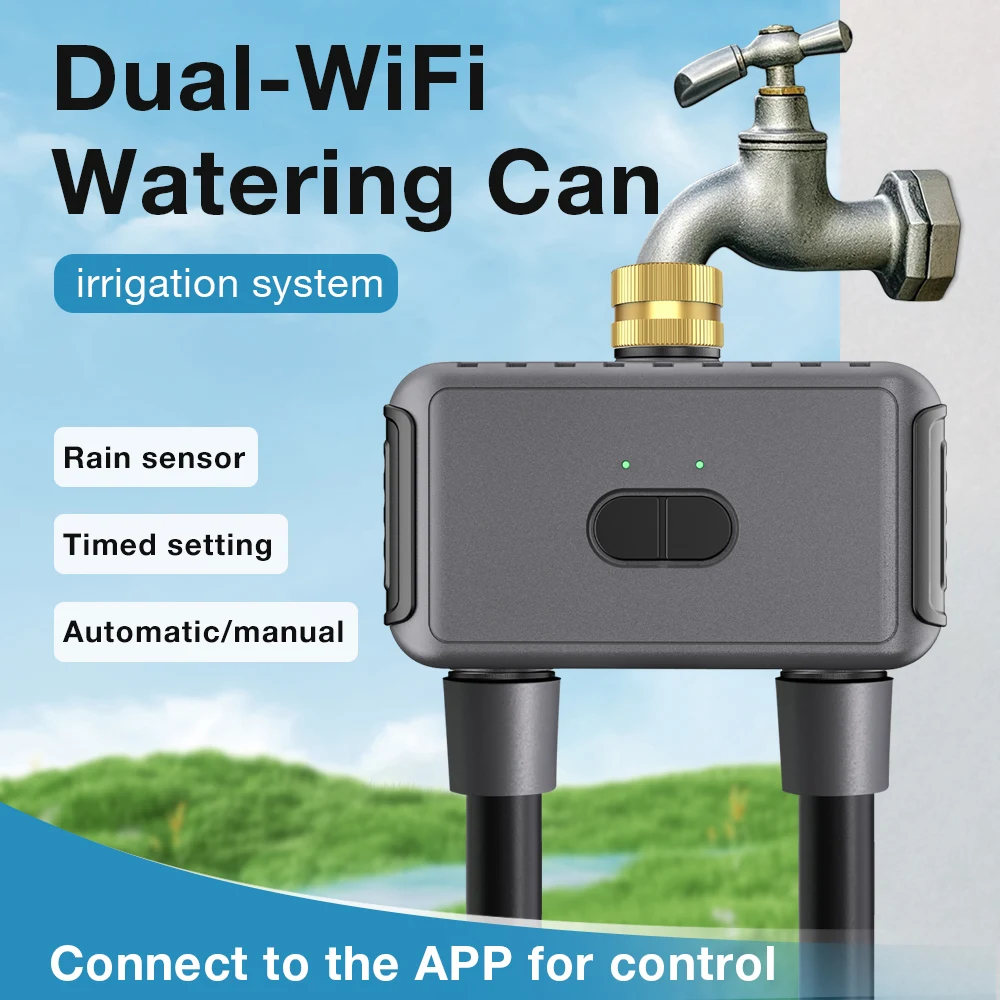 

WIFI Smart Garden Watering Timers Sprinkler Drip Irrigation System Water Valve Controller Rain Delay Programmable Timer 2 Zone